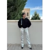 Siyah Balon Kollu Üç İplik Sweat
