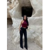 Siyah Bel Büzgülü İspanyol Pantolon