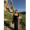 Siyah Biyeli Sırt Dekolte Elbise