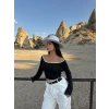 Siyah Bold Biyeli Crop