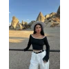 Siyah Bold Biyeli Crop