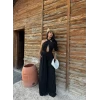 Siyah Yaka Çapraz Bol Paça Tulum