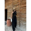 Siyah Yaka Çapraz Bol Paça Tulum