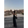 Siyah Boyundan Geçmeli Maxi Elbise