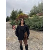 Siyah Dik Yaka Trençkot