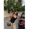 Siyah Fitilli Göğüs Kaplı Bodysuit