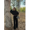 Siyah Fitilli Triko Yarasa İkili Takım
