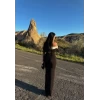 Siyah Garnili Madonna Long Elbise