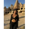 Siyah Göğüs Bağlamalı Crop