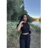 Siyah Halter Fitilli İkili Takım