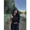 Siyah Halter Fitilli İkili Takım