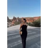 Siyah Halter Yaka Aksesuarlı Elbise