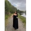 Siyah İçi Astarlı Pamuklu Viskon Elbise