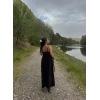 Siyah İçi Astarlı Pamuklu Viskon Elbise