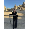 Siyah Kapşonlu Ters Dikiş İkili Takım