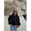 Siyah Kaşe Bomber Mont