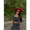 Siyah Kaşkorse Etek&Crop İkili Takım