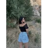 Siyah Kolu Şifon Madonna Crop