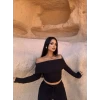 Siyah Madonna Yaka Bubble Takım