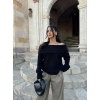Siyah Madonna Yaka Şardonlu Kazak