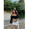 Siyah Madonna Yaka Şifon Bluz