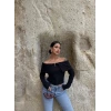 Siyah Mendili Yaka Fermuarlı Crop
