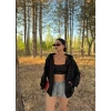 Siyah Mevsimlik Kapşonlu Hırka