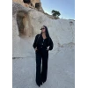 Siyah Modal Düğmeli İkili Takım