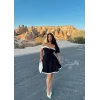 Siyah Off Shoulder Mini Elbise