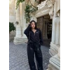 Siyah Oversize Kalıp Stone İkili Takım