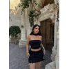 Siyah Rose Kabartma Etek