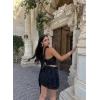 Siyah Rose Kabartma Etek