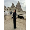 Siyah Şal Yaka Maxi Elbise