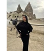 Siyah Şal Yaka Maxi Elbise