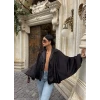 Siyah Saten Yarasa Bomber Ceket