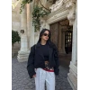 Siyah Short Kruvaze Trençkot
