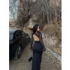 Siyah Sırt Güpürlü Maxi Elbise