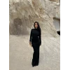 Siyah Sırt Halkalı Maxi Elbise