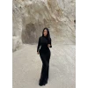 Siyah Sırt Halkalı Maxi Elbise