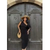 Siyah Tek Omuz Etekli İkili Takım
