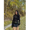Siyah Tek Yırtmaçlı Suni Deri Etek