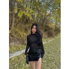 Siyah Tek Yırtmaçlı Suni Deri Etek