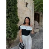 Siyah Yaka Fırfırlı Fitilli Crop
