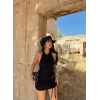Siyah Yanı Tokalı Büzgülü Elbise