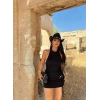 Siyah Yanı Tokalı Büzgülü Elbise