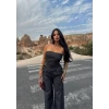 Straplez Denim İkili Takım