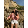 Turuncu Oversize Kalıp Saten Gömlek
