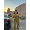 Yağ Yeşili Gofre Tek Omuz İkili Takım