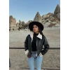 Yaka Peluşlu Deri Ceket