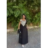 Yakası Çapraz Trikolu Elbise